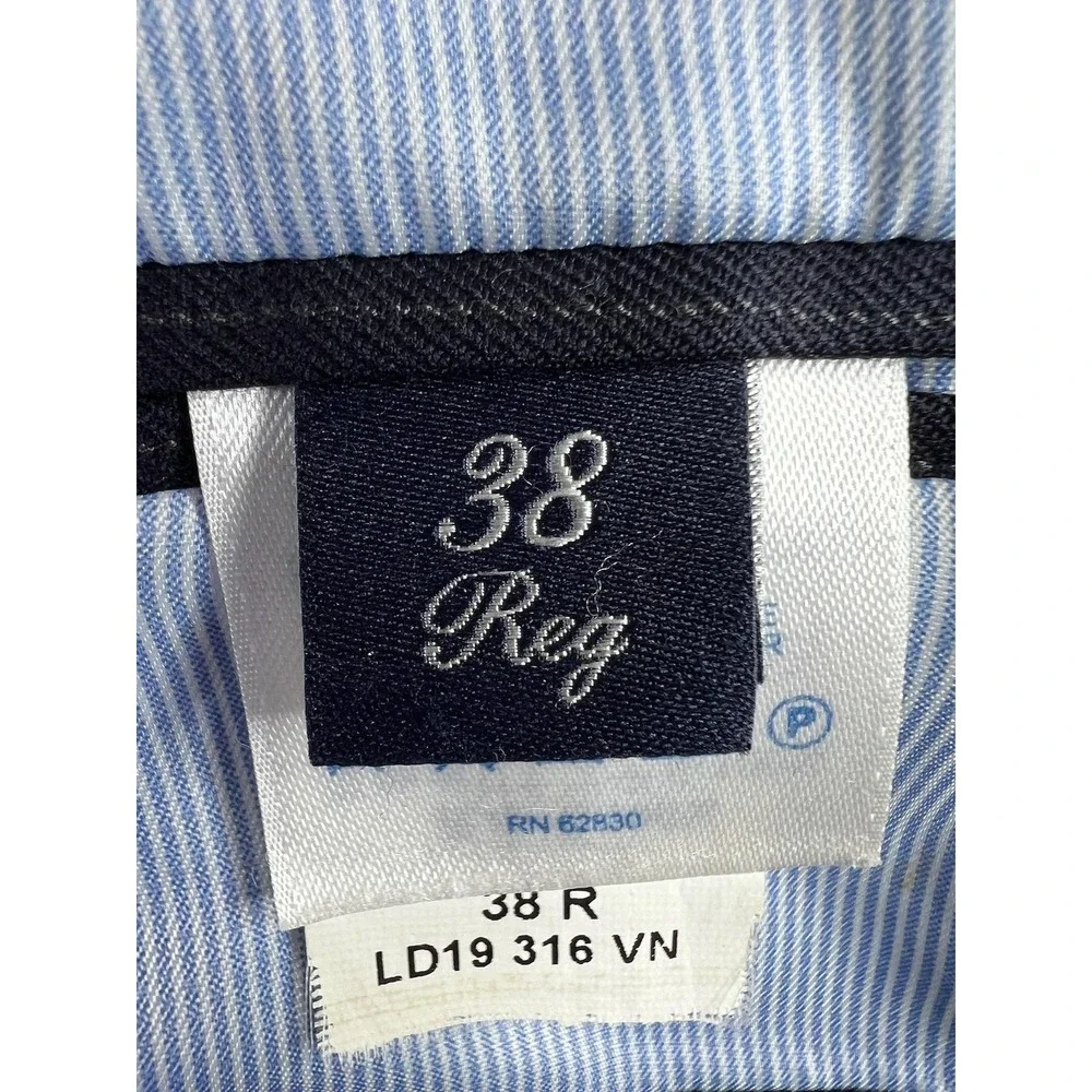 Lands' End Blazer Mens 38R Blue Pinstripe Wool Tailored Fit Sport Coat 2 Button